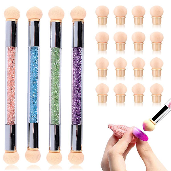 4 stk. Svampsneglebørste Dotting Gradient Pen Børste Dobbelt Hoved Svampsneglebørste Rhinestone Håndtag style3