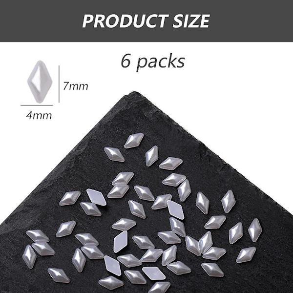 6 poser 1200 stk. Hvite Neglepynt Flatback Hjerte/firkant/trekant/diamant Multi Former 3d Neglepynt Materiale Utsmykninger For Neglekunst DIY Håndverk Acce diamond 4*7MM