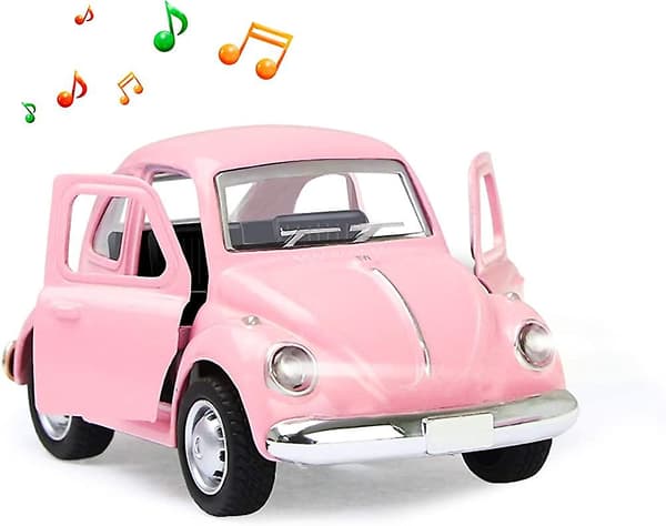 Mini Legetøjsbil med Lys og Musik, Træk-tilbage Friktionsbil Legetøj, Klassisk Støbt Bil