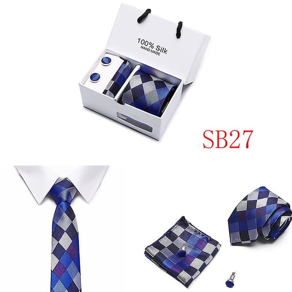 Herre Slips Spot Gaveæske 5 Dele Sæt Slips Business Formel Bryllupsslips B27
