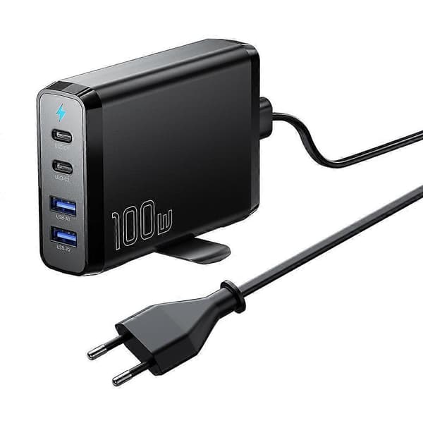 100W Gan 4-port USB PD-lader: 2 USB-C & 2 USB-A hurtigladeadapter for iPhone, Samsung, Huawei, Oppo
