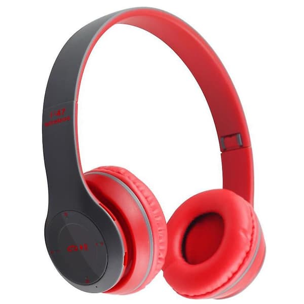 Trådlösa Bluetooth-hörlurar, hopfällbara, stereo, superbas Red