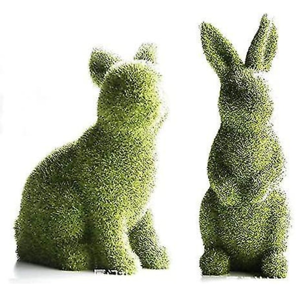 Acsergery påsk lurvig flockad kanin Grön Harts Kaninfigur Grönt Gräs Kanin Kanin Present