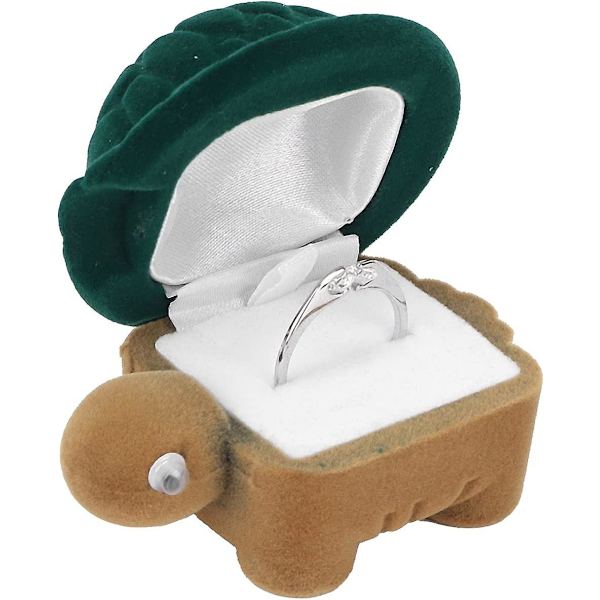 Ring Box, Söt tecknad sköldpadda bröllop ring box liten smycken skyddsfodral bröllop ring förvaring presentask för bröllop förlovningsring Alla hjärtans dag