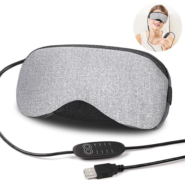 1 st Bärbar kall och varm USB -uppvärmd ånga ögonmask + återanvändbara isgeler för att sova, svullna ögon, torra ögon, trötta ögon och ögonpåse med tid och Gray