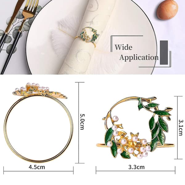 Servettring Guld Pärlblomma Servettringar Set Om 6 Metallservett