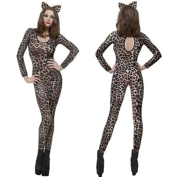 Kvinnors vilda tigress catsuit kostym för Halloween S