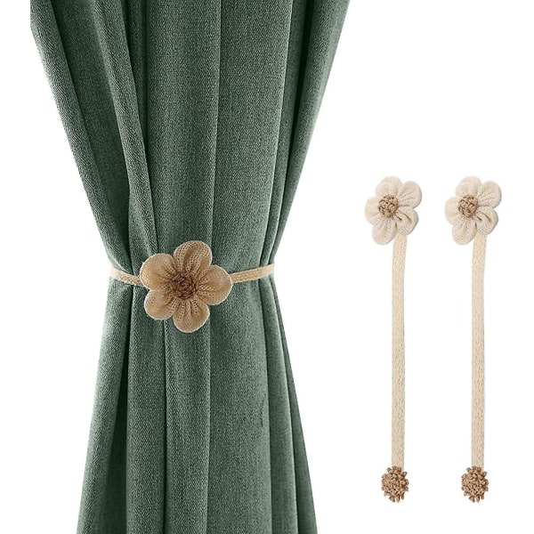 Magnetisk gardintau, 2 stk. enkel og elegant solsikke strikket gardin