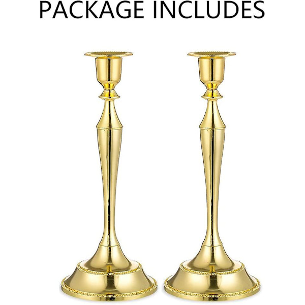 Set med 2 enkla ljusstakar, metall timglas ljusstakar (guld, 2 x stora)