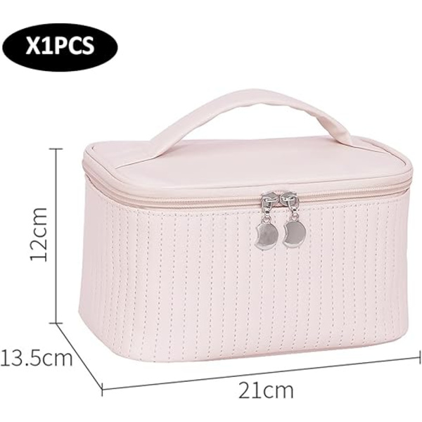 1 styck kosmetikväska,artikelförvaringsväska, bärbar kosmetikväska, bärbar clamshell-väska, kosmetikalåda, sminkväska med fack (rosa)