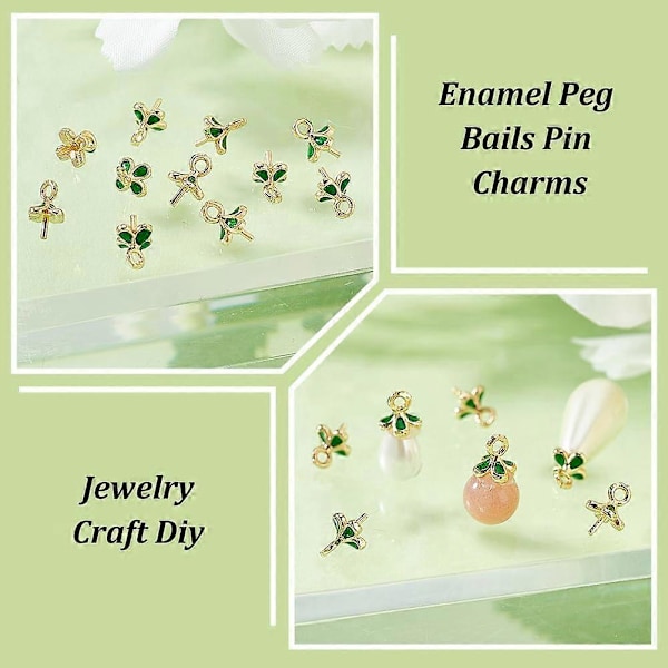30 stk. Gyldne Øje Pin Peg Bail 5mm Messing Kop Peg Bail Pin med Bail Øje Pin Bails Kløver Smykkekonnektor til Halvborede Perler Charms DIY Penda