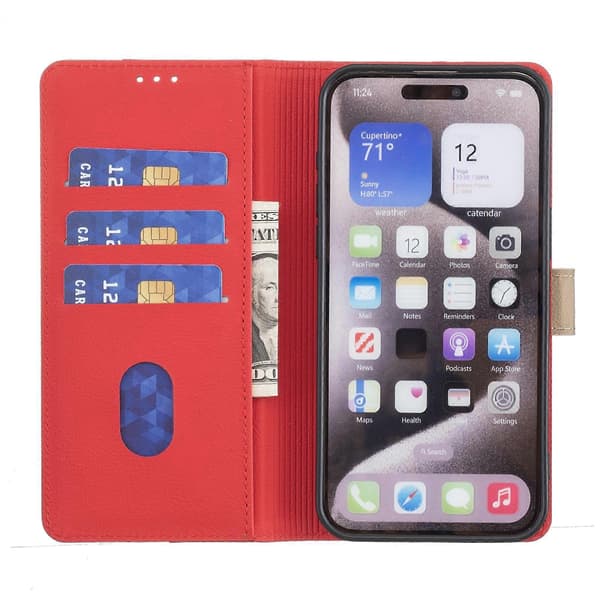 Lærveske til Motorola Edge 50 Pro 5G Red