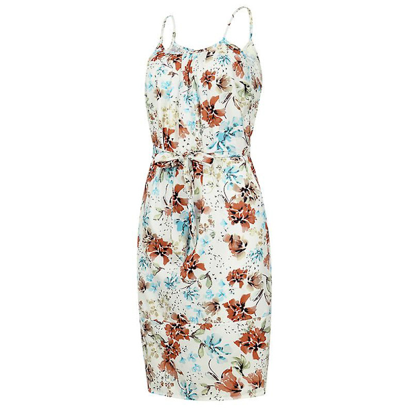 Kvinnors Sommar Blommig Tryck A Linje Kort Cami Klänning White M