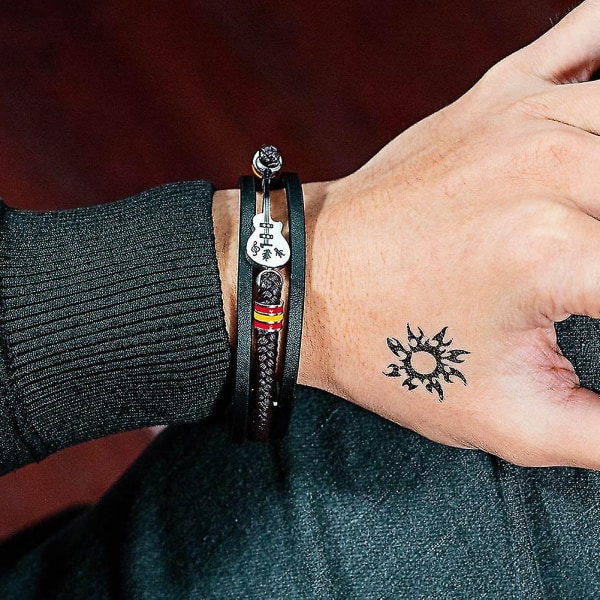 Herr Gitarr Armband Läder Flätad Rep Flerskikts Armband Punk Smycken Gåvor