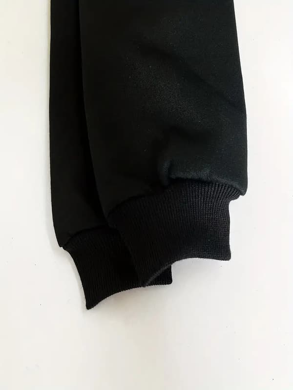 Solid Kangaroo Pocket Hettegenser, Casual Langermet Hettegenser For Høst & Vinter, Dameklær black 2XL