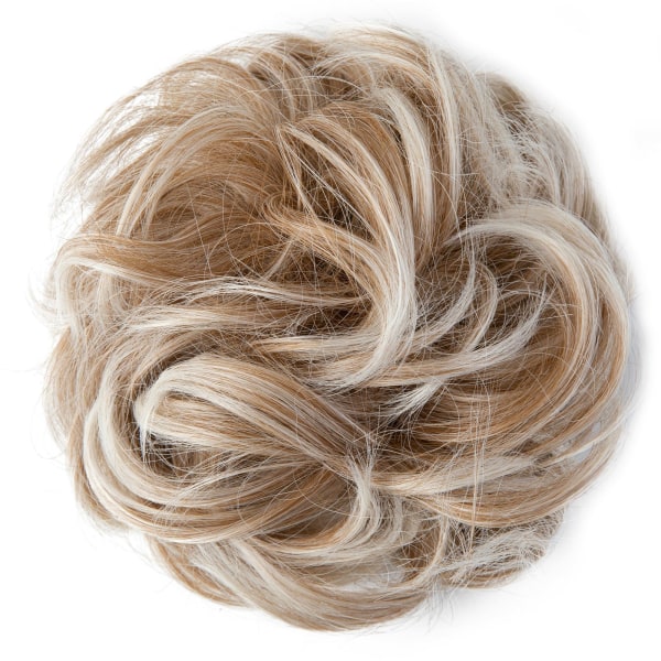1 st Hårstycke med resårband, Stort Bull Hårstycke Blont lockigt hår Scrunchie med hår Uppsatt hårförlängning Smutsiga bulle-hårstycken för kvinnor flickor 27T60