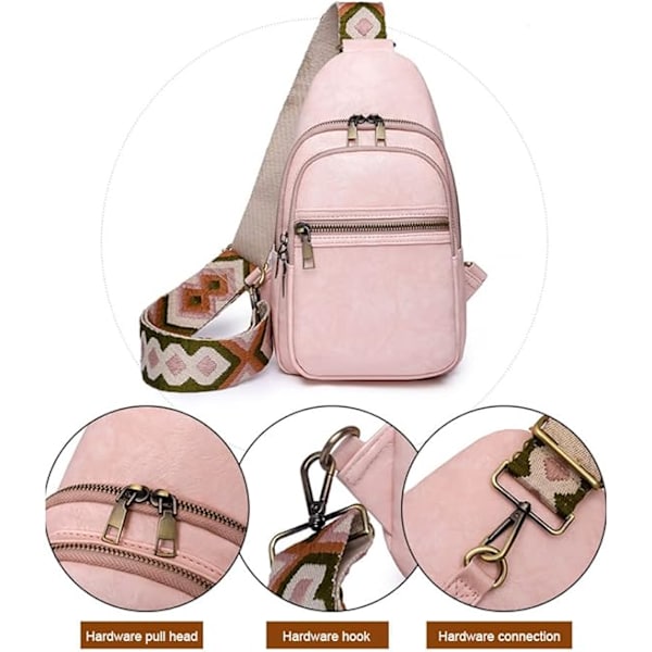 Crossbody väskor för kvinnor, trendig läderväska flera fickor midjeväska PU crossbody väskor bältesväska crossbody beige