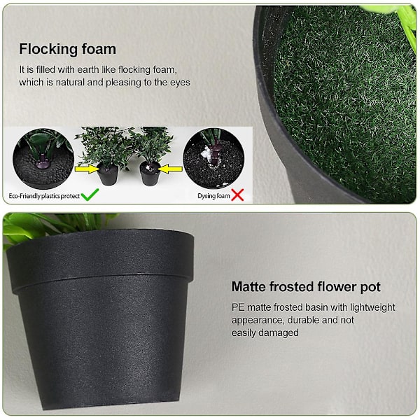 Kunstige Planter I Potter, Indendørs Grøn Realistisk Falsk Plante Til Hjem Kontor Have Dekoration Style 2