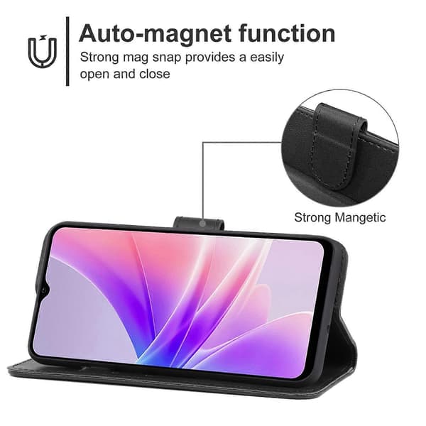 Lærtelefondeksel for OPPO A77 5G Black
