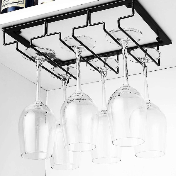 2 Stk. Vinglasholder Vinglas Holder 3 Rækker Sort Metal Vinglas Kroge