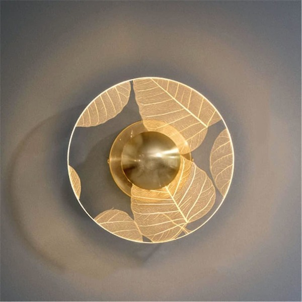 Postmoderne Akryl Rundt Lønneblad LED Vegglampe Med 1 stk Soverom Nattbord Gang Deco Korridor Lysarmaturer Med 3 lyskilder (størrelse: 20x20x7cm)