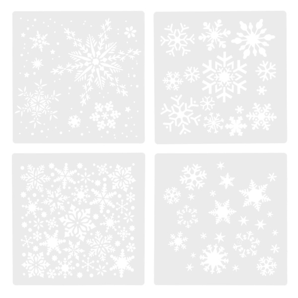 4 kpl Joulukoriste Lumihuuhtale Maalaus Sapluunat Muovinen Sapluunamalli Keksi Sapluunat Joulu White 20X20cm