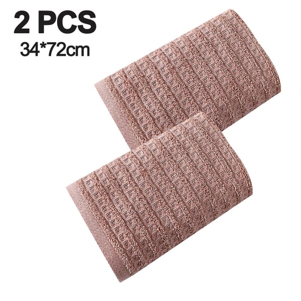 100% bomullsmjuk och absorberande handduk - våffelhanddukar för badrum - set med 2 snabbtorkande handdukar Beige