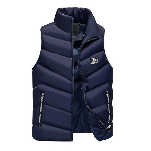 Herre Vinter Vest Lynlås Stå Krave Dunjakke Herre Overtøj Ærmeløs Herre Vest M Dark Blue