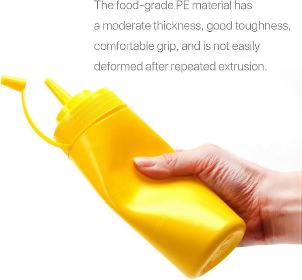3 st 12 oz plastflaskor med munstycken, återanvändbara klämflaskor för kryddor (300 ml)