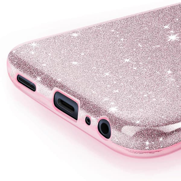 Glitterdeksel til Galaxy A15, tynt silikondeksel, rosa