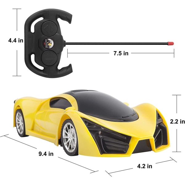 Fjärrstyrd bil, 1/16 skala, med LED-strålkastare (gul)
