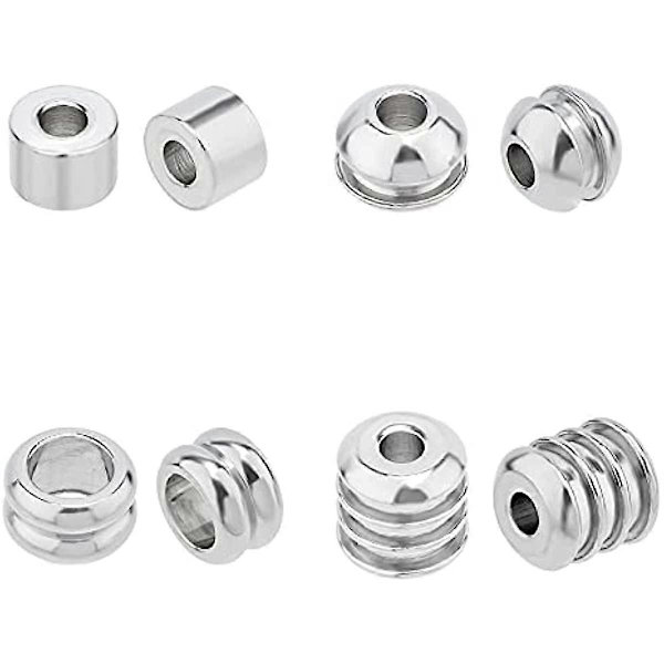 80 stk. Rillet Søyle/Søyle/Rondelle Metallperler Bulk Spacer Perler 6-8mm Rustfritt Stål Perle Løse Perler Metall Spacere for Smykkefremstilling Funn DI