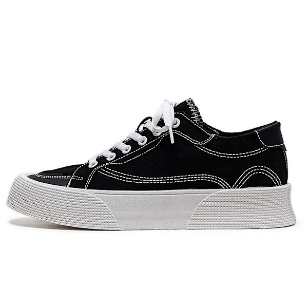 Herre Canvas Sko Mode Sneakers Lav Top Tennissko Snørebånd Casual Sko 3Dn2210 Black EU 43