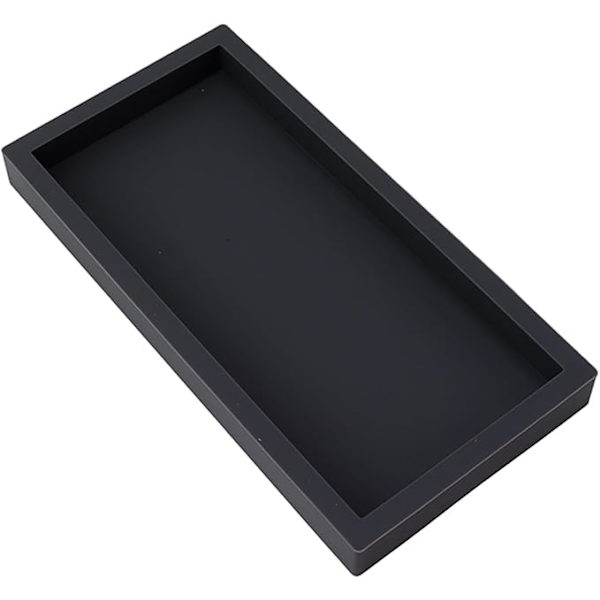 Badrumsbänkbricka 20 x 10 cm rektangulär silikon smycken ring skål okrossbar sminkbricka (svart)