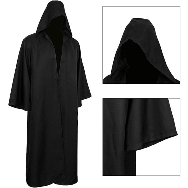 Service Voksen Halloween Kostume Hængende Karneval Kostume Tunika Hættetrøjer Frakke Cosplay Kappe black M