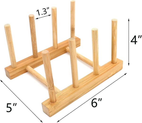 2 st hem och kök naturliga bambu diskställ, bambu trä tallrikar rack/pannor/koppar diskställ