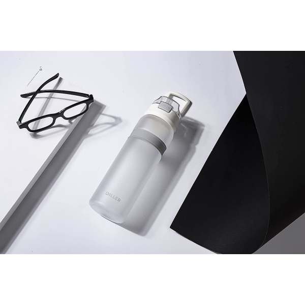 Vattenflaska Flaskor Med Sugrör 850ml Gmy Sports Tidsmarkeringar Bpa Fri Kolv D37 (850ml, Vit)