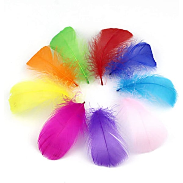 100 stk. fjer, 5-12 cm fjer i flere farver til hobby, brug til hobbyprojekter og festivaler, bryllupper, festdekorationer