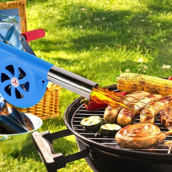 Manuel Barbecue Blæser med Håndsving, Bærbar Håndholdt BBQ Ventilator Luftblæser