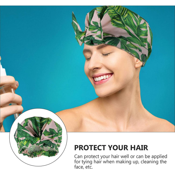 Vattentäta duschmössor Silk Bowknot Tropical Leaf Badmössor Återanvändbar dusch