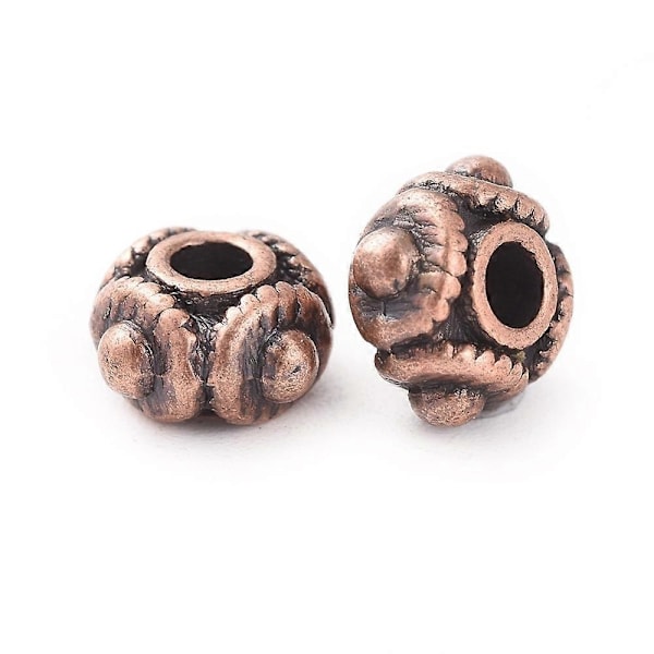 Tibetanska Röd Kopparmetallpärlor Blyfria & Kadmiumfria Rondelle 8mm i diameter 5mm tjock hål: 2mm