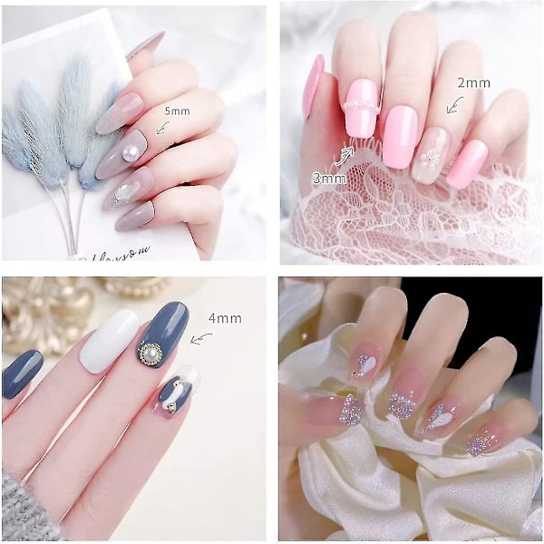 2 lådor nagelkonst pärlor Flatback pärlor nagel charms guld silver vit halvrund nagelkonst tillbehör lyxig design nageltillbehör strass blandade