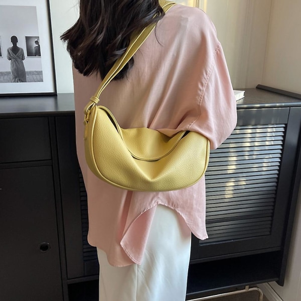 Uusi Niche Design pehmeä olkalaukku PU-laukku muoti Slung Jiaozi -laukku yellow