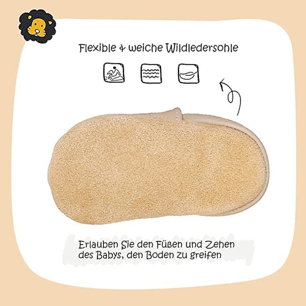 Vauvan Ensimmäiset Kävelykengät Pojille Ja Tytöille, Pehmeät Nahkaiset Vauvakengät, Ryömintäkengät, Taapero / Vauvan Tossut, Liukumattomat Nahkaiset Pohjat beige lion 0 6 monate