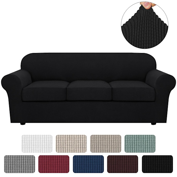 Stretch Vattentät Soffa Överdrag, 1 Del, Spandex, Jacquard Elastisk Soffa Överdrag Med Halkskyddsskum black 2 Sitzer enlarge