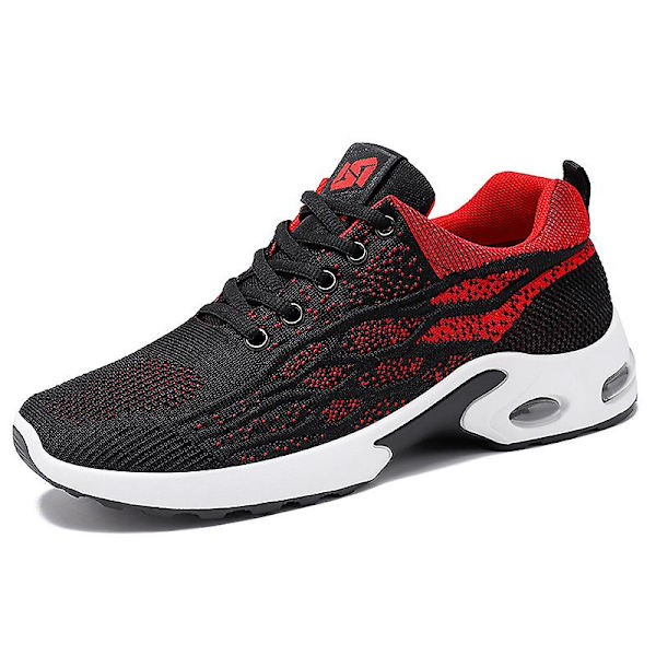 Miesten hengittävät Air Sports -juoksukengät, muodikkaat lenkkarit Fr9309 BlackRed EU 44