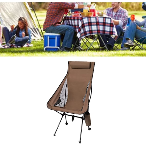 Foldbar Campingstol Ultralet Bærbar Åndbar Aluminiumlegeringsramme Stol Til Fiskeri, Camping, Picnic, Fiskeri Og Andre Udendørs Aktiviteter brown