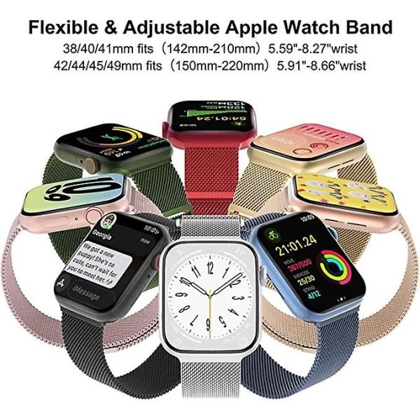 3-pack mesh som är kompatibla med Apple Watch band 38 mm 40 mm 41 mm 42 mm 44 mm 45 mm 49 mm, armband med magnetslingor i rostfritt stål AA005 42mm 44mm 45mm