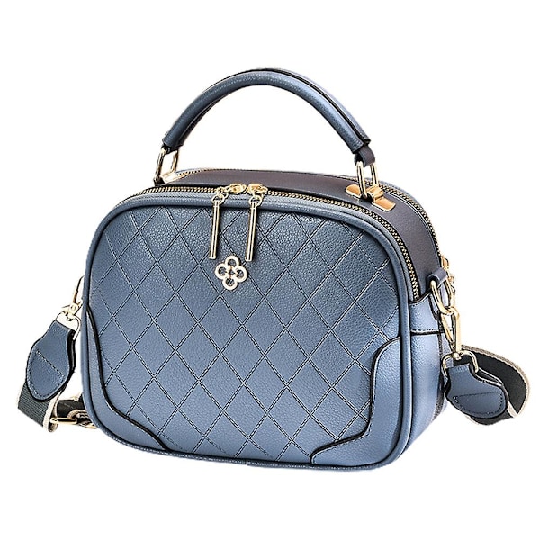 Ny Enkel Ternet Dame Lille Firkantet Taske Kunstlæder Hånd Bill Skuldertaske Crossbody Taske blue