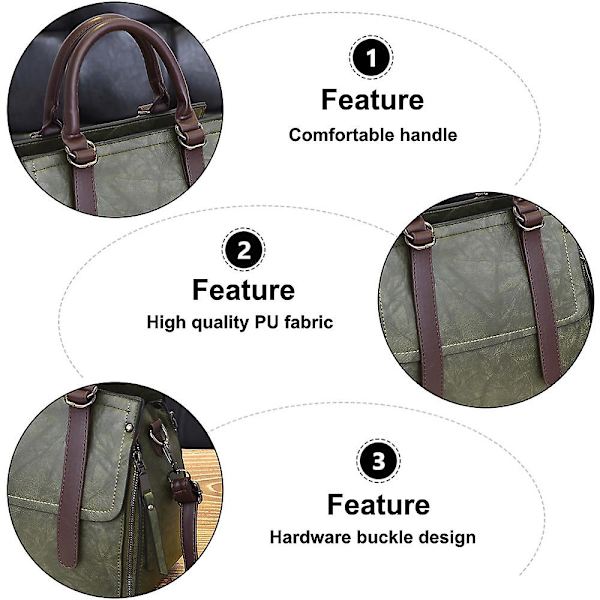 Uusi muodikas käsilaukku, tekonahkaa, retro, suuri olkalaukku/crossbody-laukku green